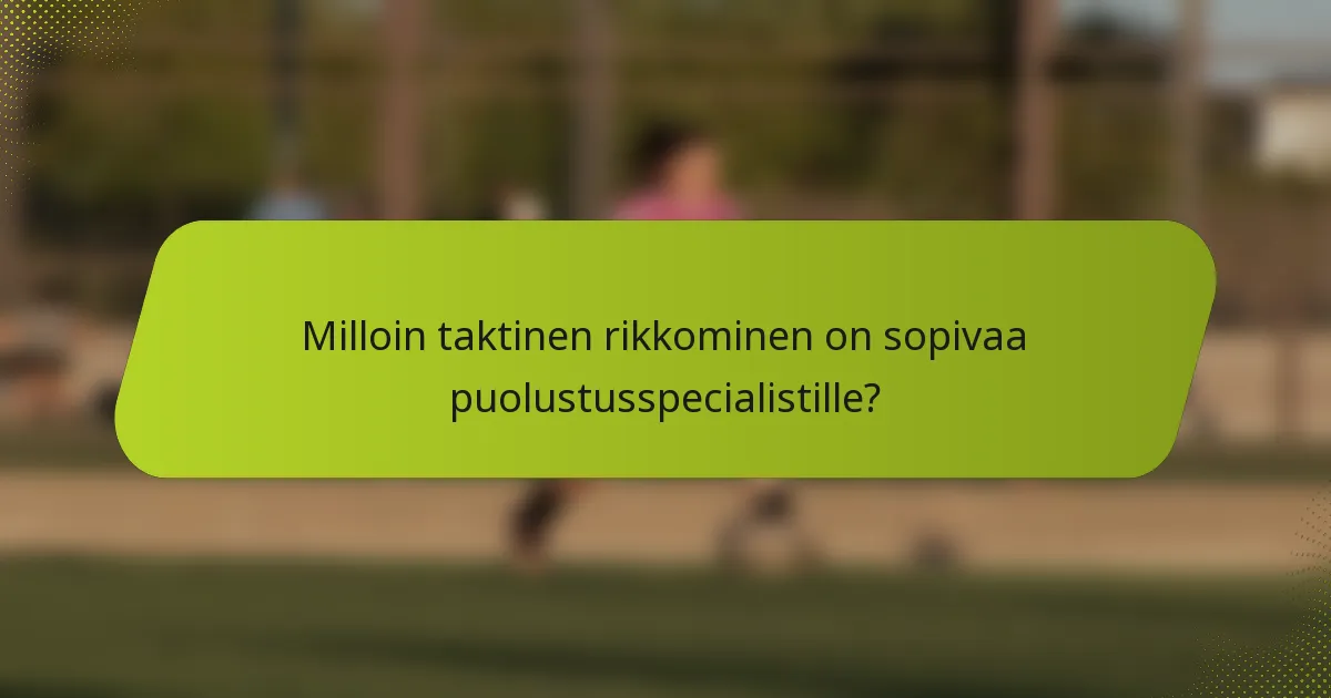 Milloin taktinen rikkominen on sopivaa puolustusspecialistille?