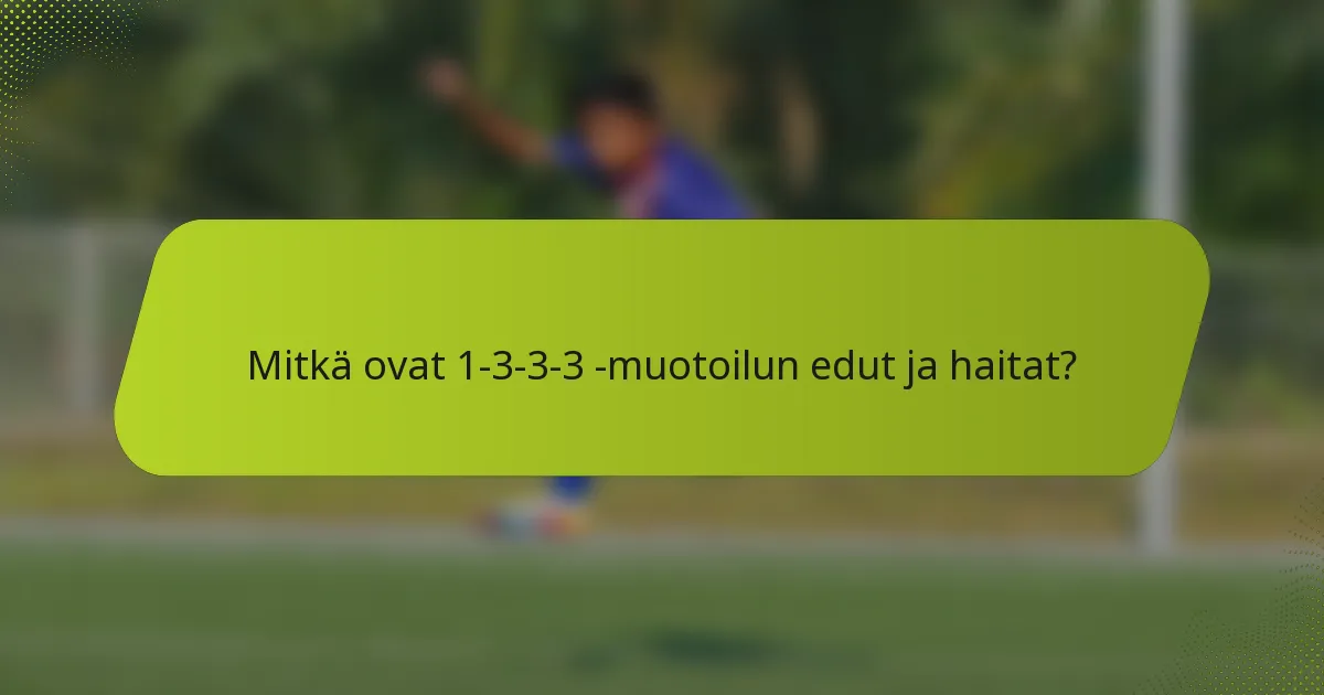 Mitkä ovat 1-3-3-3 -muotoilun edut ja haitat?