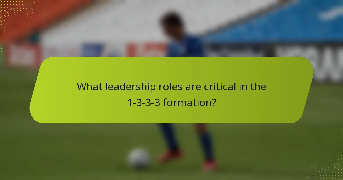What leadership roles are critical in the 1-3-3-3 formation?